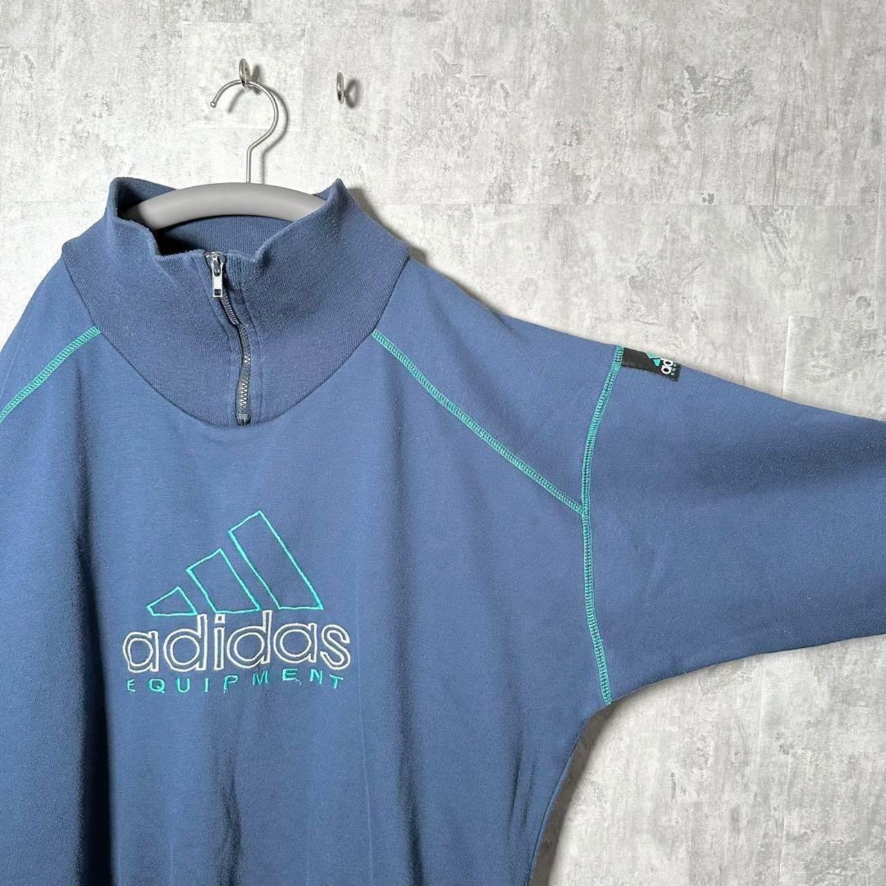 【希少】アディダス ハーフジップスウェット 90s エキップメント ロゴ刺繍