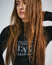 DOG AND LOVERS プリントタートルネック L/S Tシャツ (BLACK) CQ-49081
