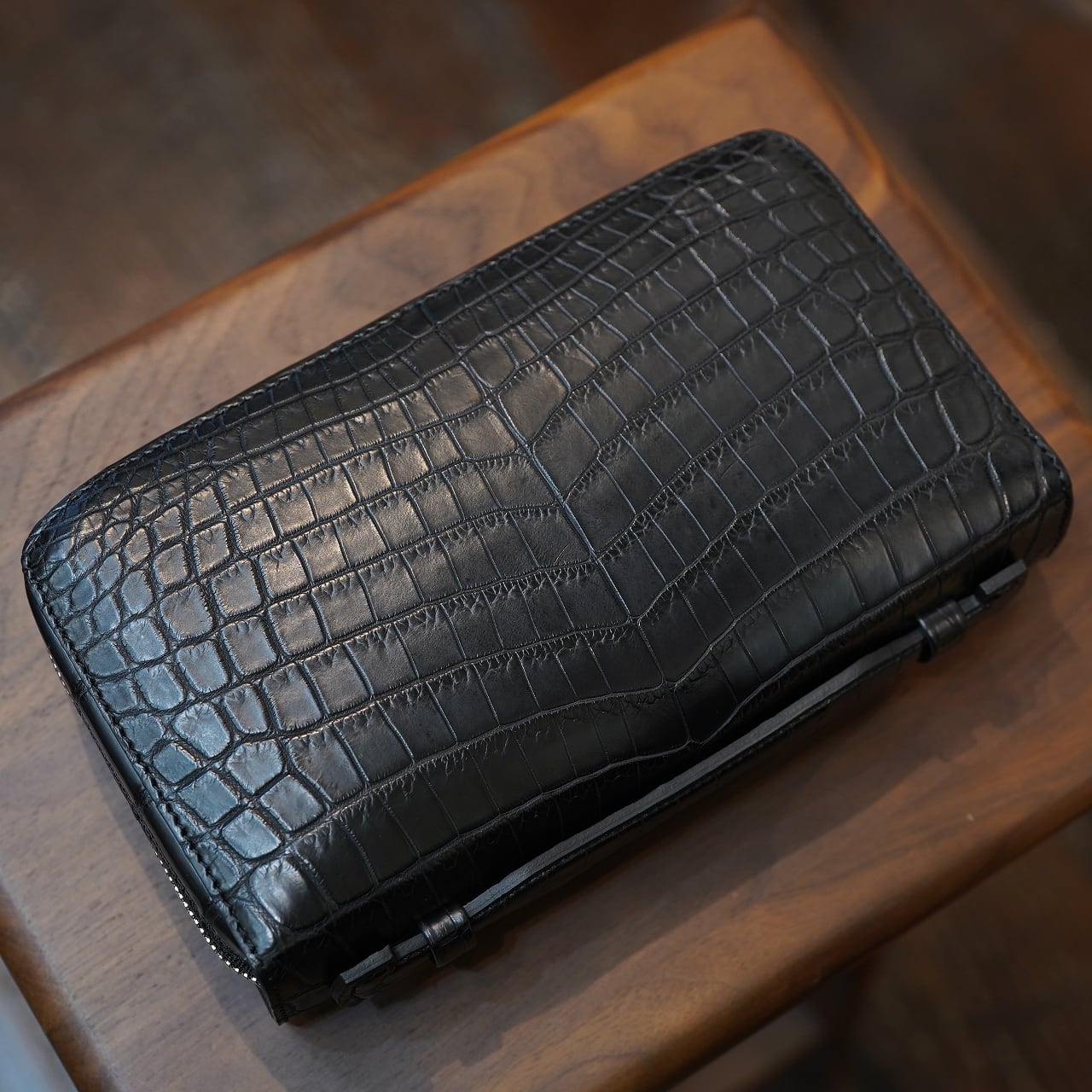 ル・ボナー ポーチピッコロ ナイルクロコダイルレザー ブラック  