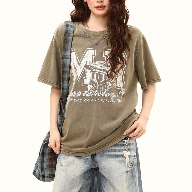 カレッジレタリングスターグラフィックTシャツ 1col   R02408
