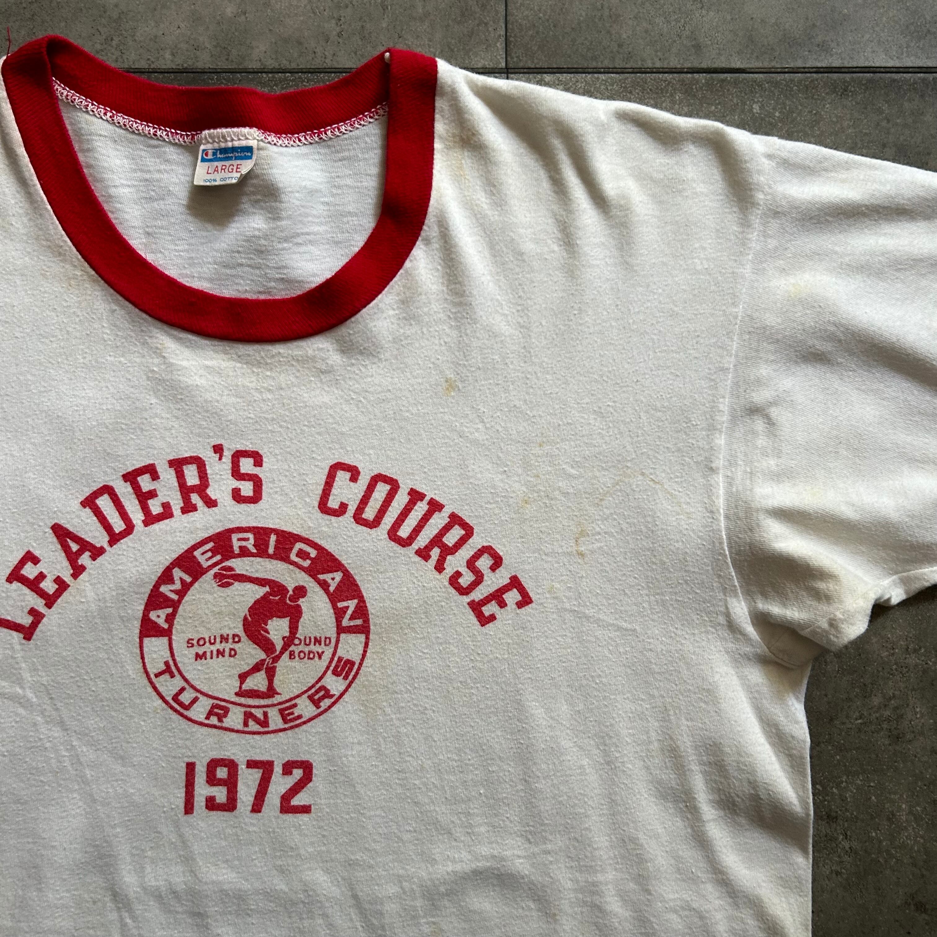 70s チャンピオン リンガーtシャツ USA製 染み込みプリント レッド 