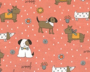 USAコットン　ラッキーLucky　子犬のパレード Flower