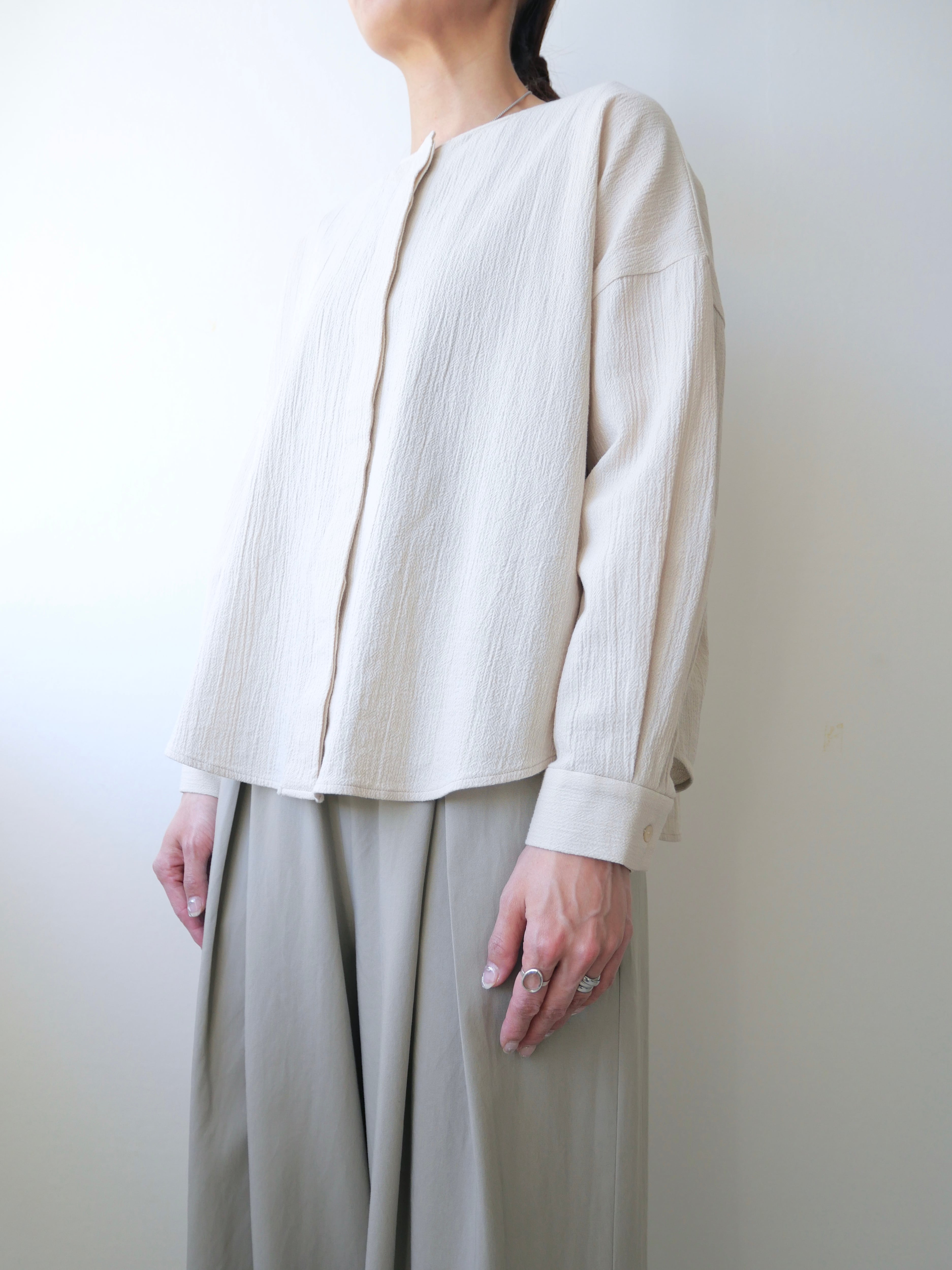 evam eva / cotton no collar shirt