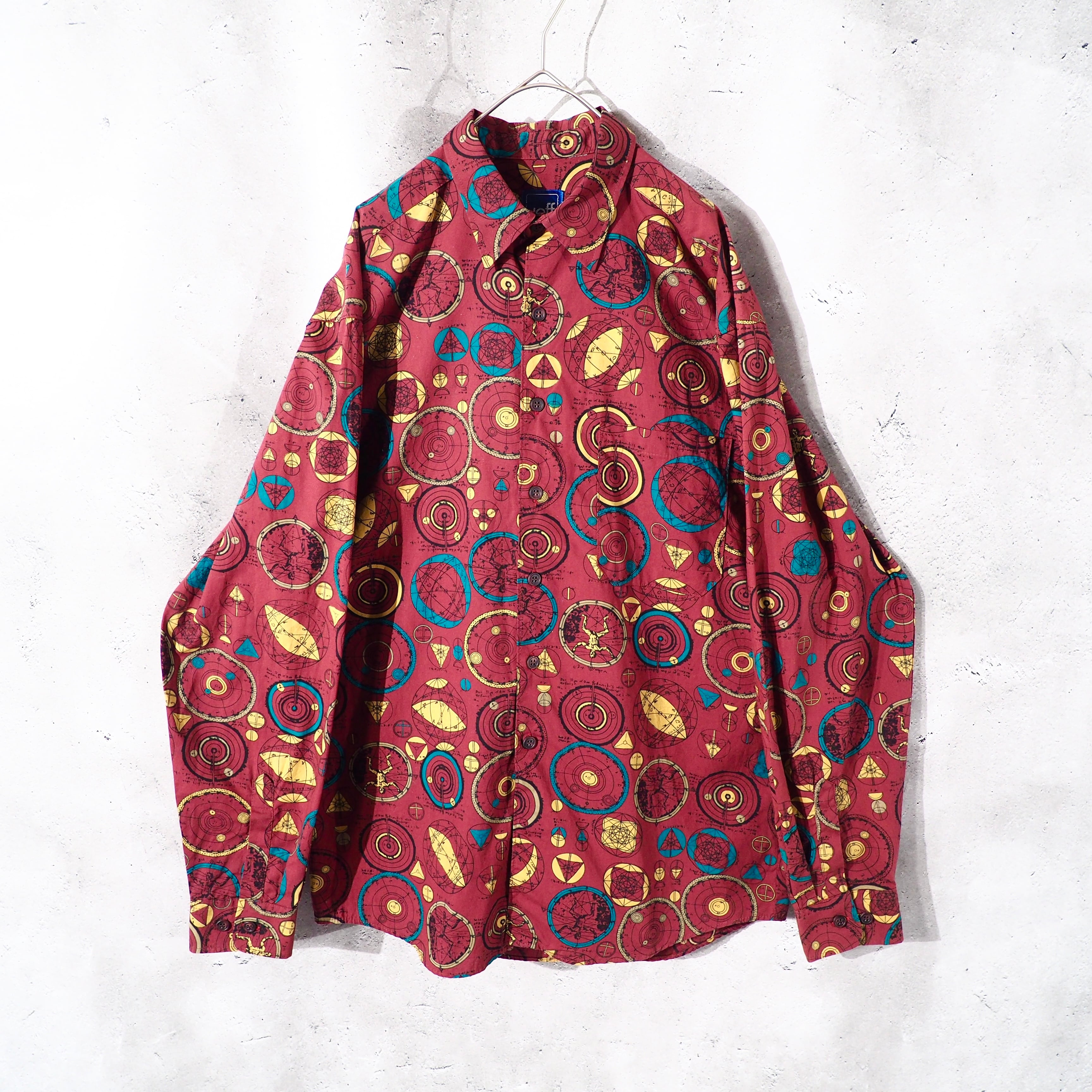 1990s Total shapes pattern Design vintage Loose shirt