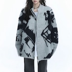 allover design knit zip cardigan / l0118