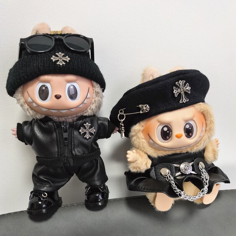 ラブブ 一代二代三代用 クロス レザージャケット＋帽子 Labubu用