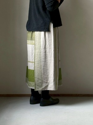 40) ポワンスカート ショート コットン　GR/BE　玉木新雌 tamaki niime