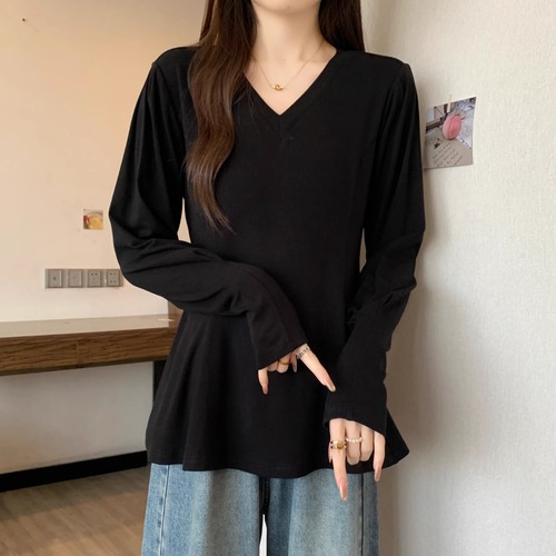 2色／Vネックペプラムトップス ・74441