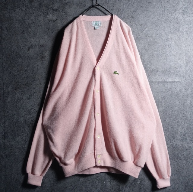 80s〜90s“LACOSTE” Pink Embroidered Logo Cardigan