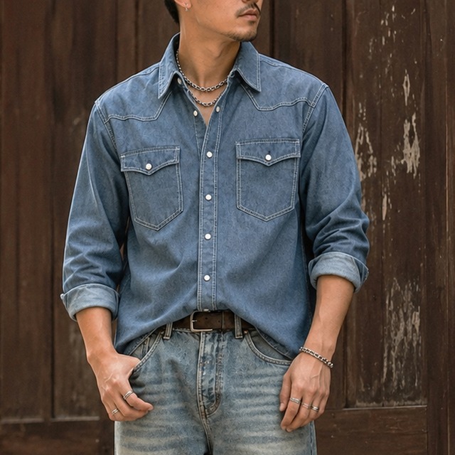 Chambray Double-Flap Western Shirt 00590