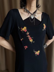 MADE  IN ITALY floral embroidery maxi dress-5294-7