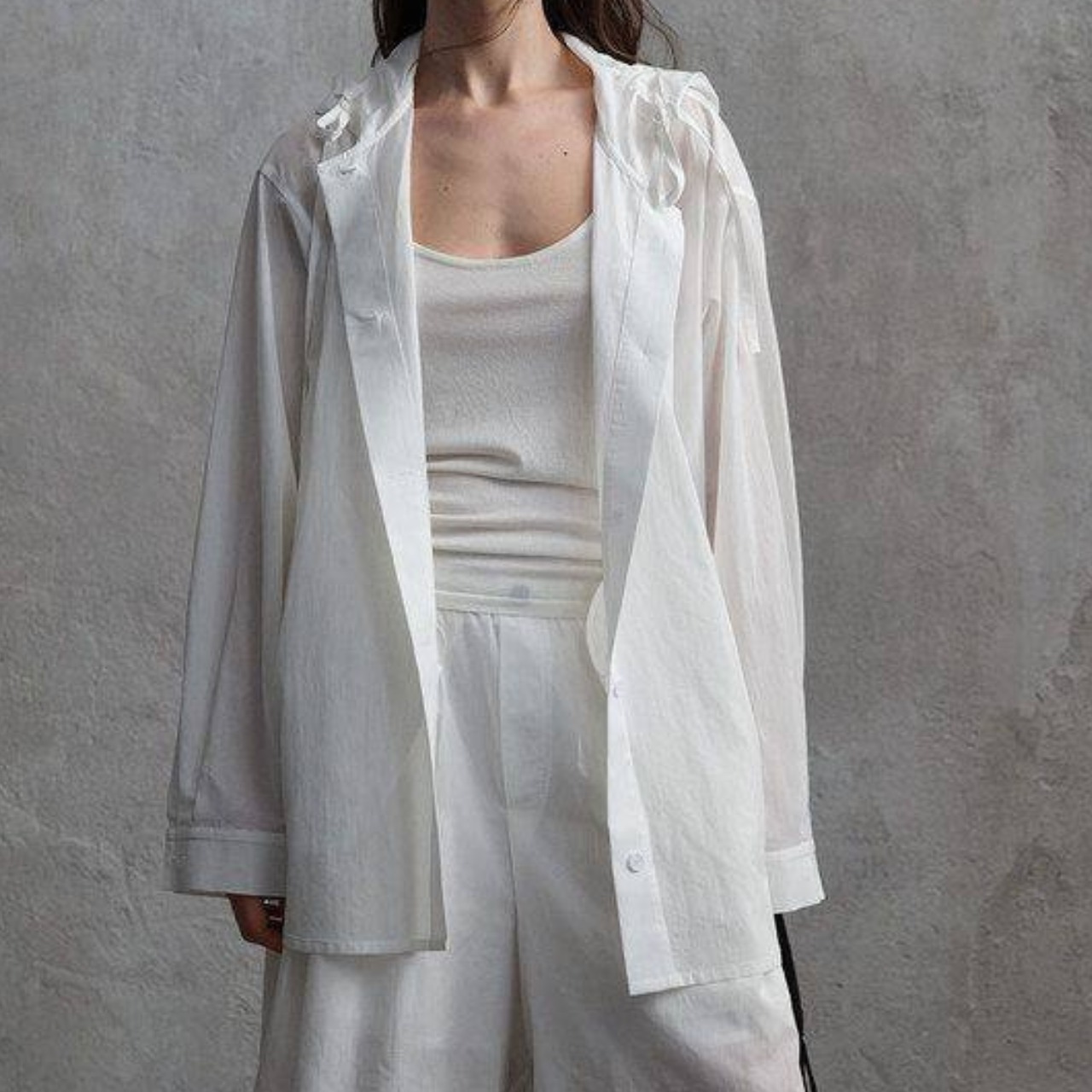 sheer Double-breasted oversized jacket  T4626