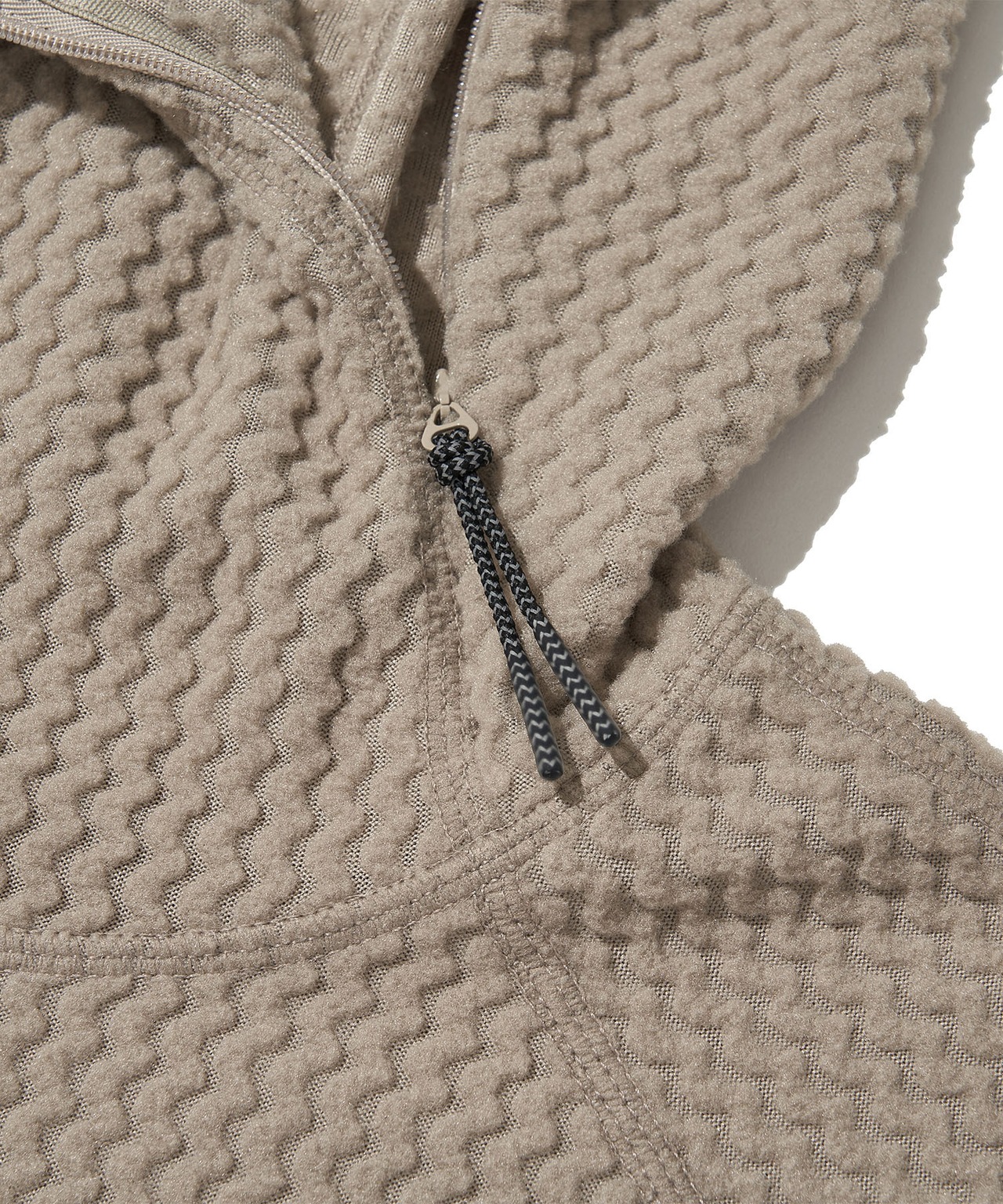 CALORA FLEECE HOODED PULLOVER_BEIGE
