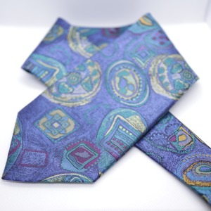 Whole Pattern Silk Necktie Blue