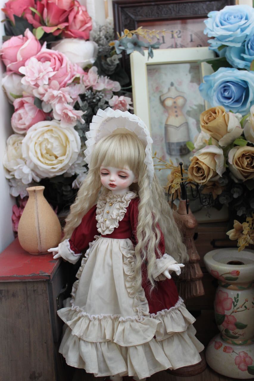 DD,SD,MDD,MSD,幼SDドール服 ワインレッド コスチューム コスプレ衣装