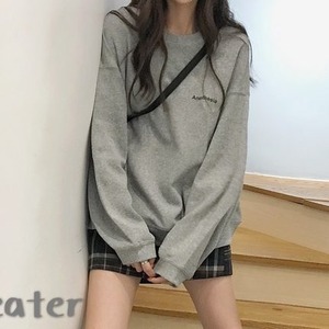 トップス トレーナー レギュラー丈 長袖 レギュラー袖 ラウンドネック ストレート ポリエステル 薄手 シンプル カジュアル かっこいい ラフ メンズライク ボーイッシュ スポーティー ルーズ クール 抜け感 無地 春 秋 冬 誕生日 クリスマス 10代 20代 30代 40代 50代 女性用 ママ  通勤 学生 通学 デート 公園デビュー 女子会 休日 運動 ヨガ アウトドア イベント 旅行 ショッピング 普段使い 重ね着 オルチャン 楽ちん モテ ギフト 定番 韓国風 M L XL ゆる 青 グレー