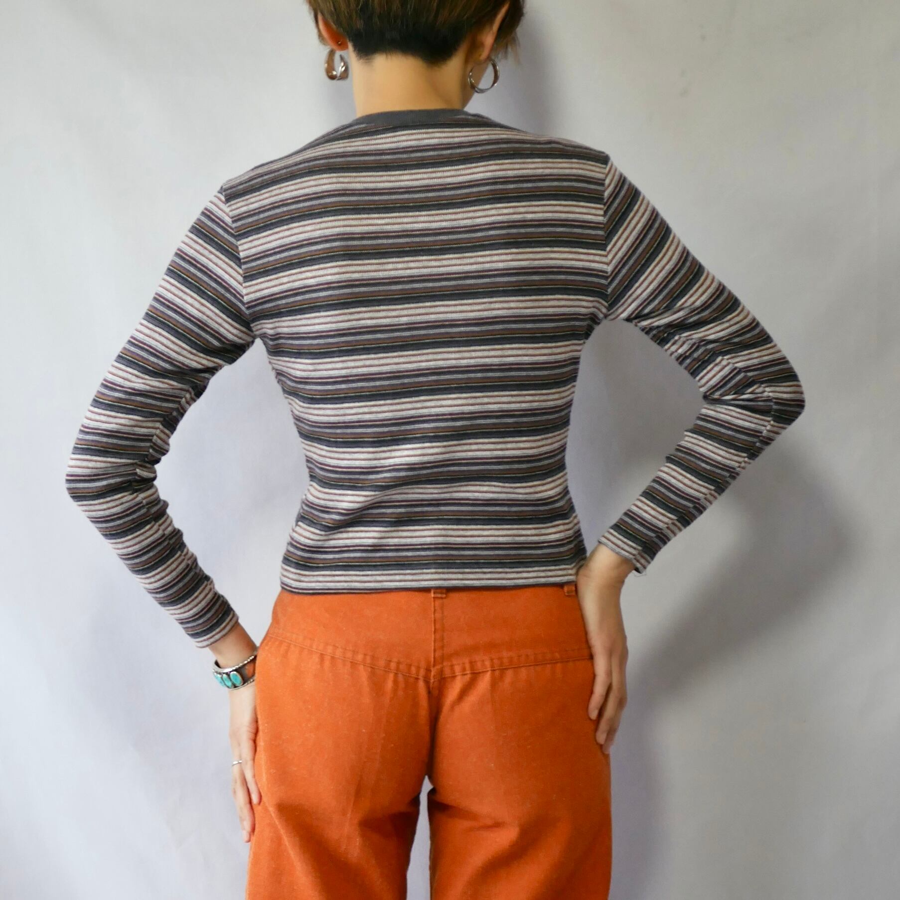 Madein USA HANGTEN multi border T-shirt アメリカ製 ボーダー