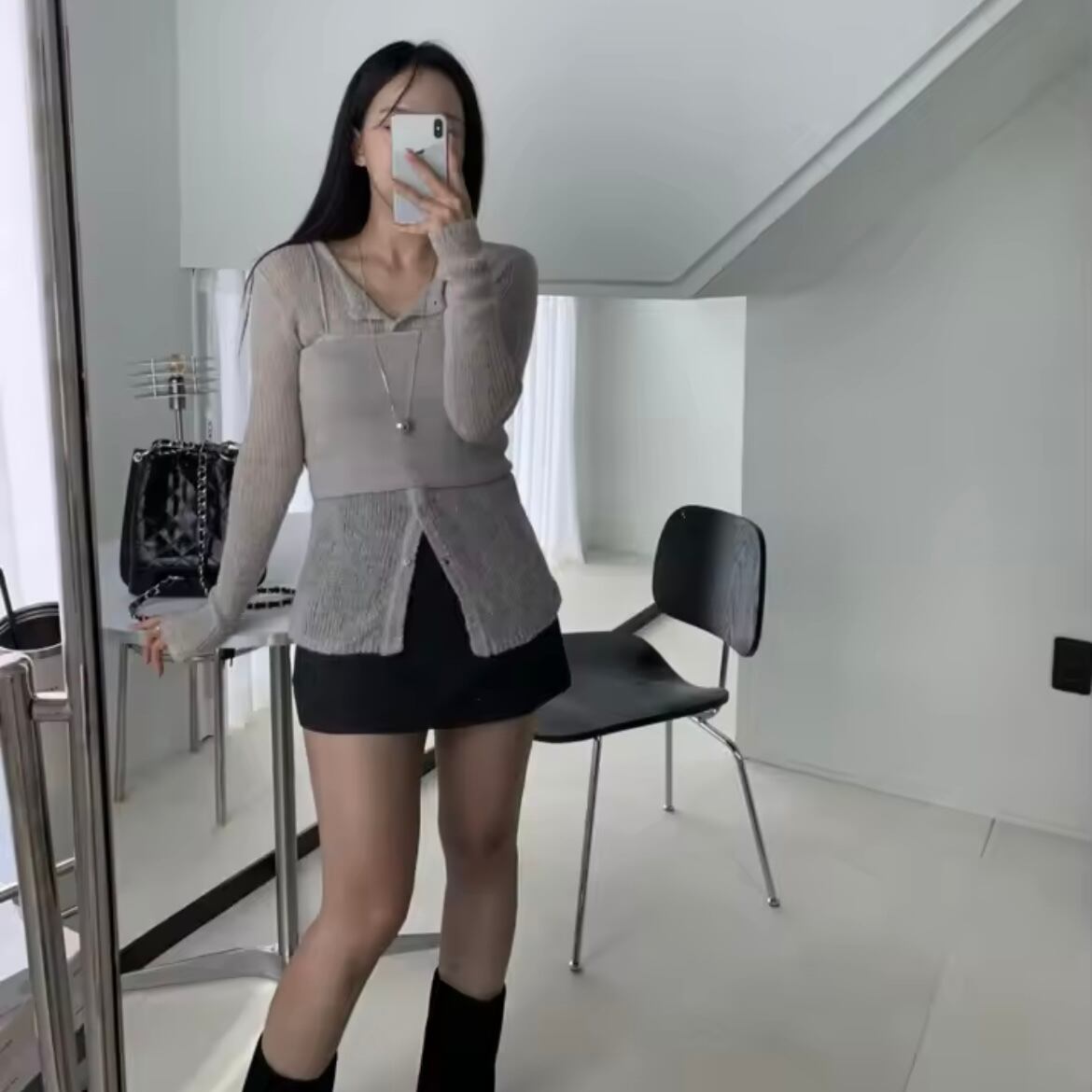 fluffy knit bustier set