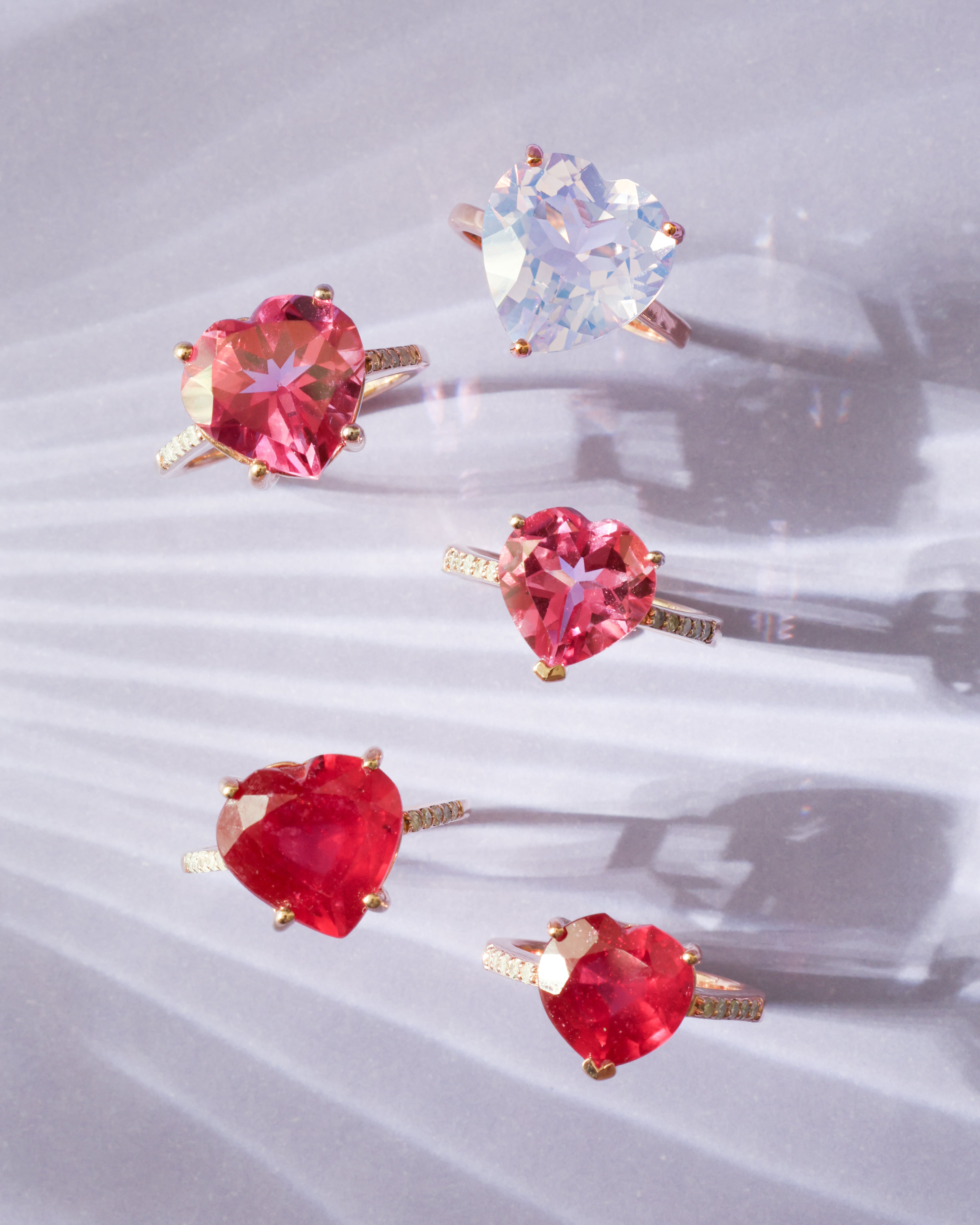 10K ルビー・ダイヤモンド ハートシェイプリング | Sally's Jewelry