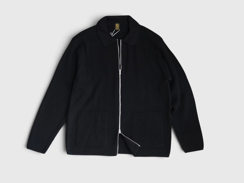 Men’s”BTONER” SOLID WOOL RIB POLO ZIP UP BLOUSON”