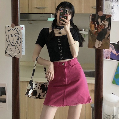 ✞ スリムショートTシャツ カラーAラインスカート スクウェア ✞ゴスロリ SM ミリ 甘ロリ クラロリ 和ロリ エレガント 黒ロリ 姫ロリ 華ロリ BB-BB6100820