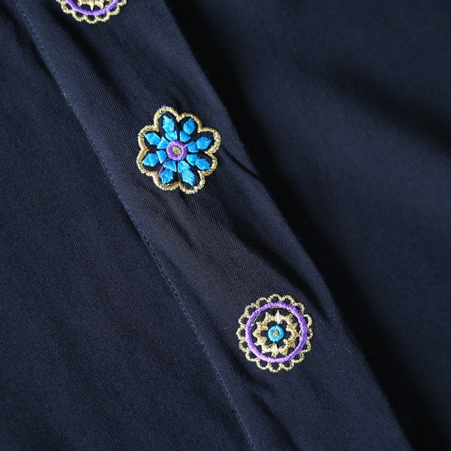 "刺繍" 4-motif design fry-front minimal mode shirt