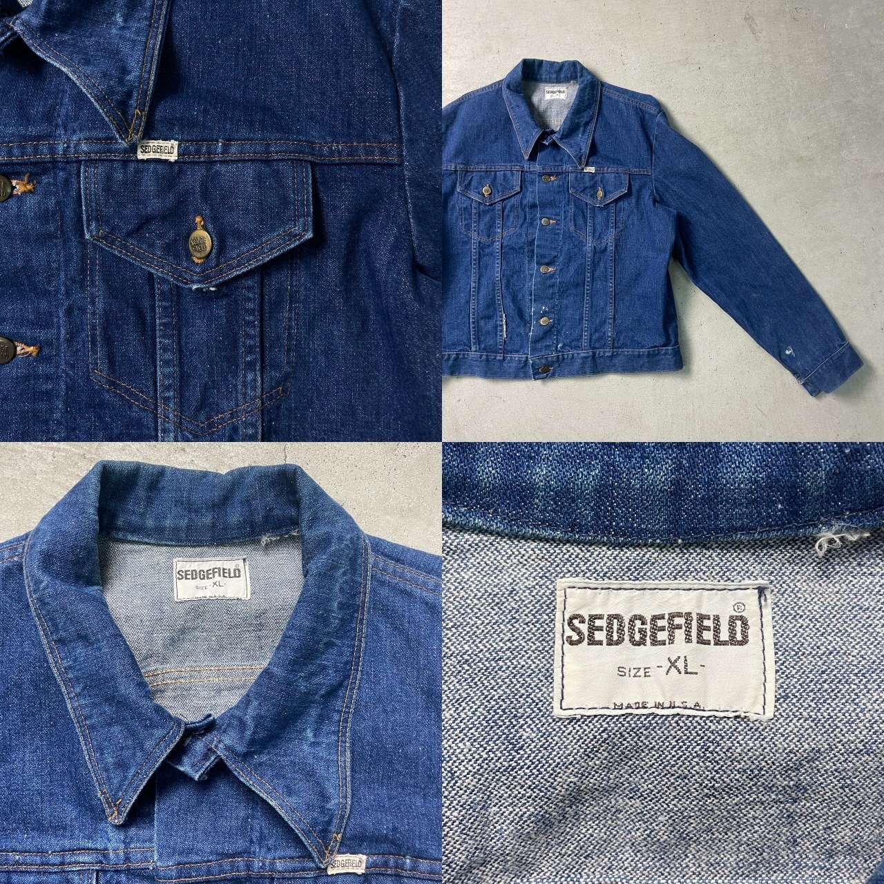 70年~80年代 USA製 SEDGFIELD デニムジャケット メンズM-L相当 古着 