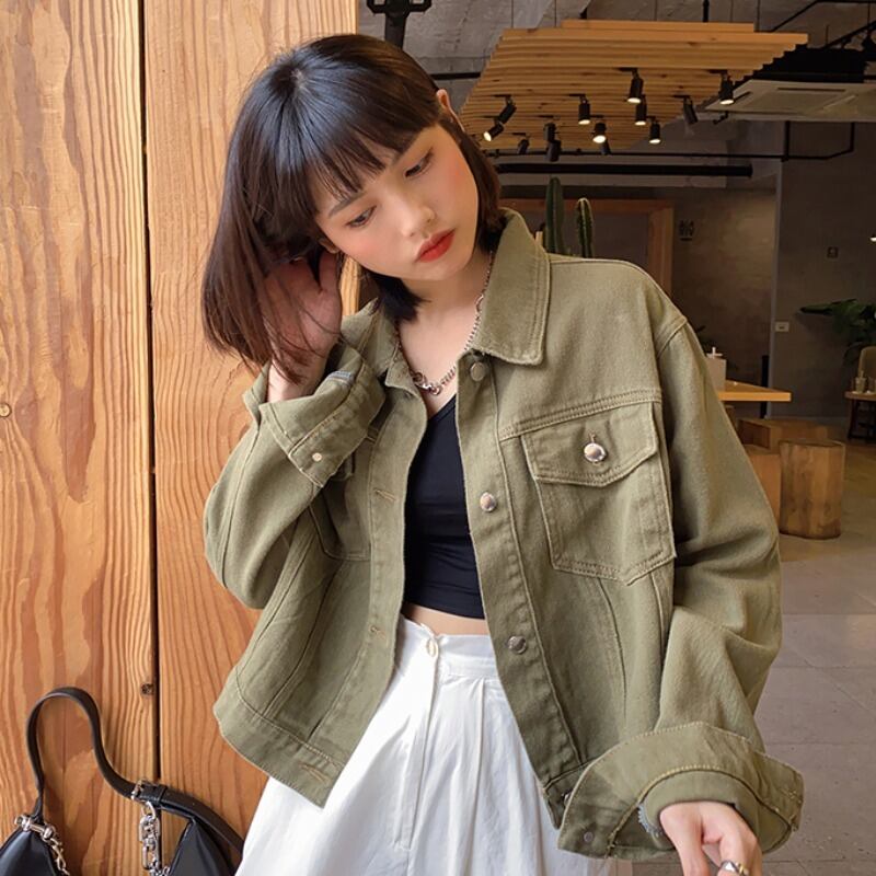 スプリングソリッド カラージャケット ショートレディース ロング 春物 ソリッドカラー YY-ファッション477768071