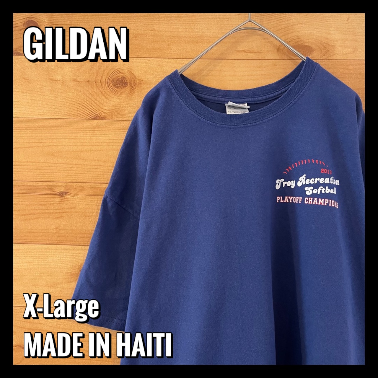 【GILDAN】ソフトボール プリント Tシャツ ワンポイント バックプリントX-Large us古着 アメリカ古着