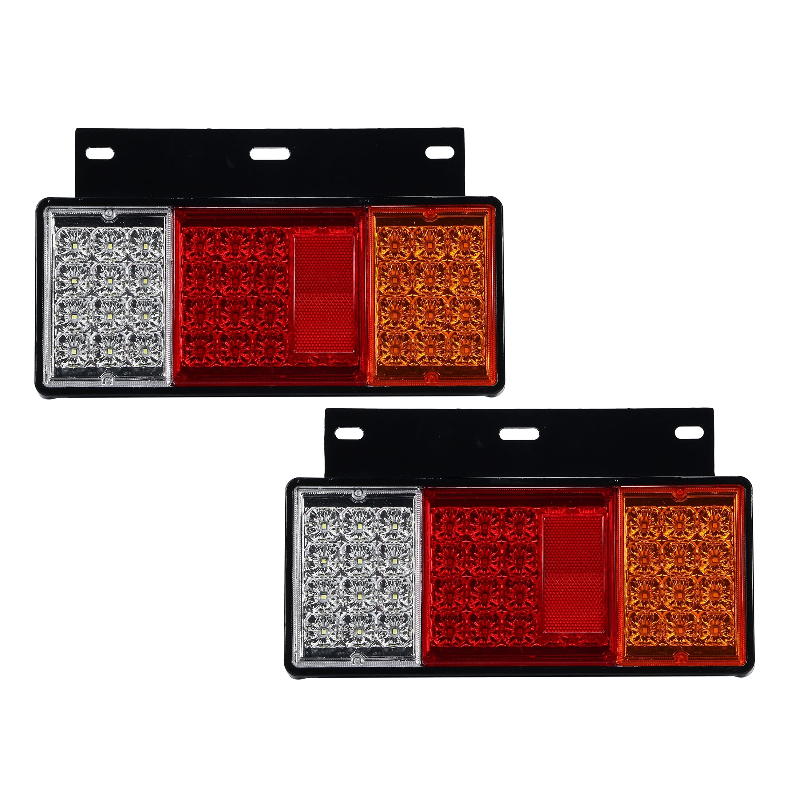 one+lifestyle LED トラック テールランプ 88発 左右 2個 セット 汎用 12V 24V 兼用 各種 ウインカー ブレーキ バック ライト リフレクター トレーラー ボート 反射板 付き