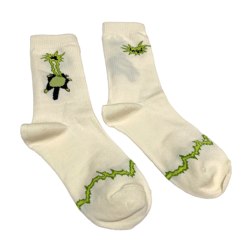 【solmu select】 laser cat socks（white）