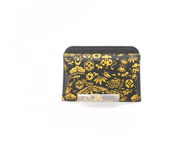 単札入　黒/黄　宝尽くし柄