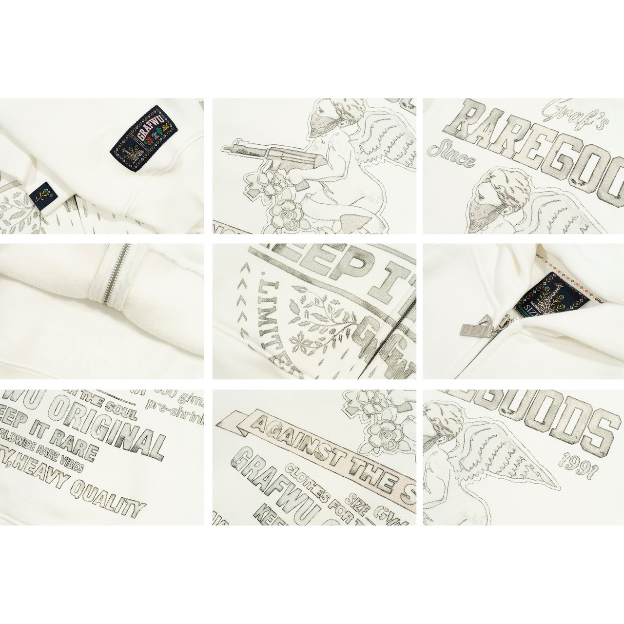 ストリート 裏起毛 GRAF&WU AK47天使 ジップパーカー T1176