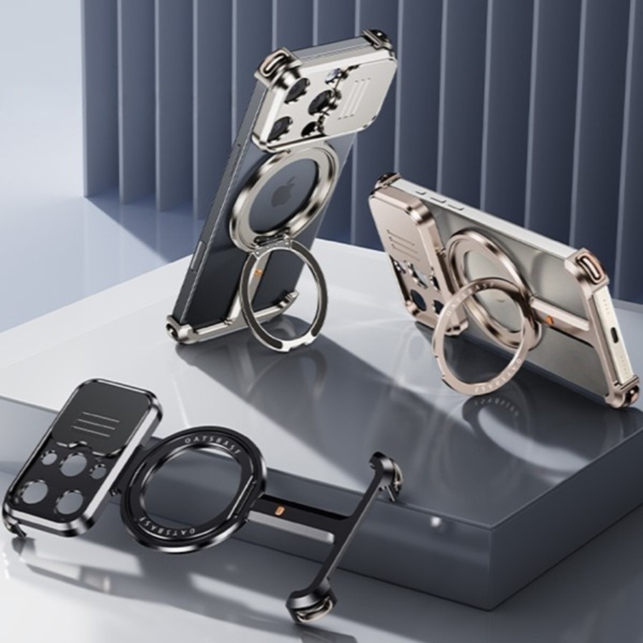 ◆iPhone 16/15/Pro/Pro Max◆  I-Shaped Aluminum Camera Cover Phone Case / I-シェイプ アルミニウム カメラ カバー スマホケース
