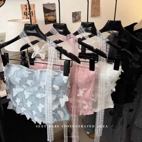 4色／レースリボン付きバタフライベアトップ ・75722