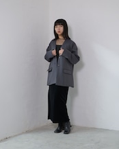 RITSUKO KARITA - Wool No-collar Jacket :Gray|岐阜ウール/玉虫調(紫×グレー)/深ベンツ