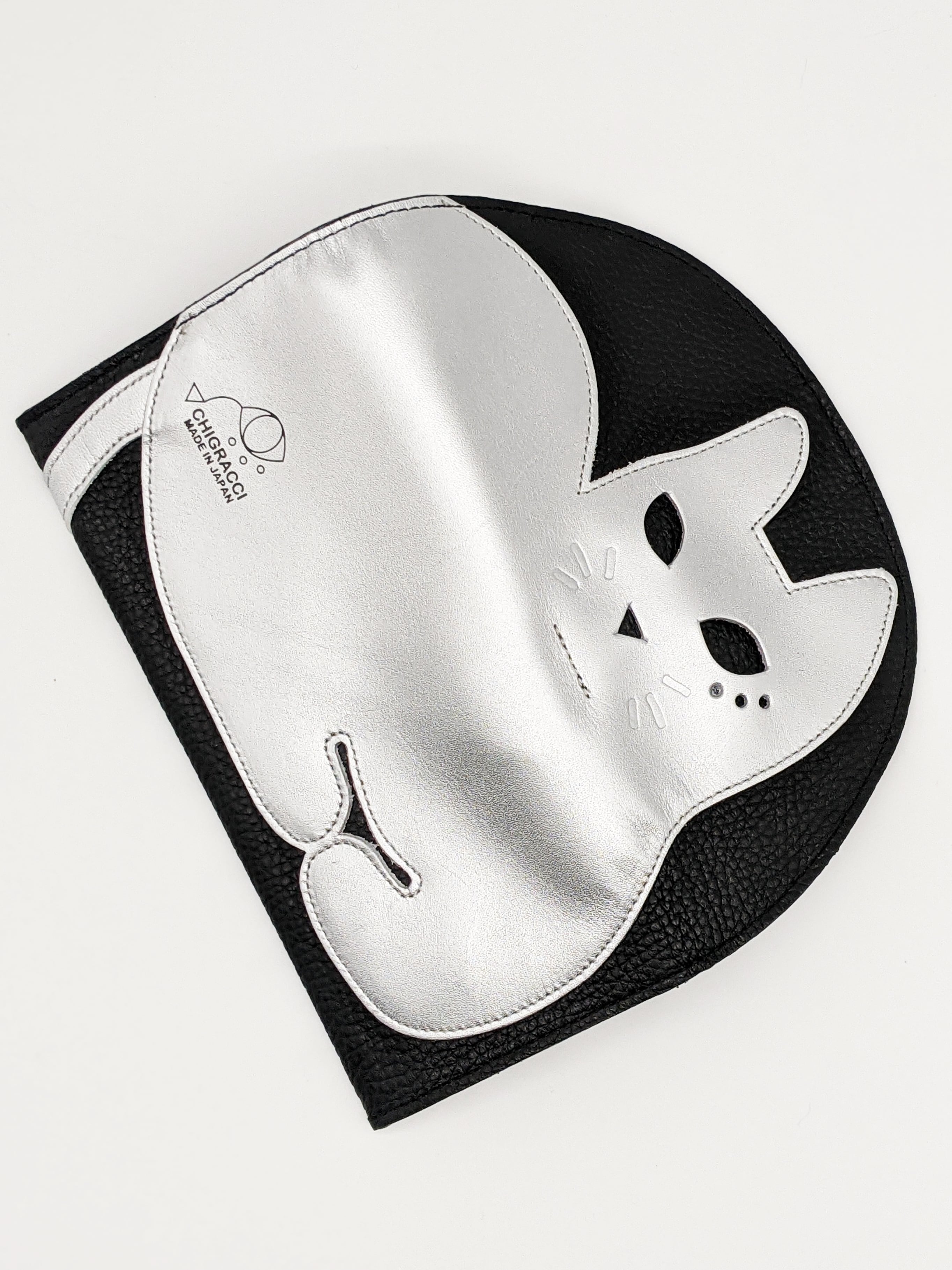 CHIGRACCI 猫デザイン長財布 「ニャレット 」シルバー×ブラック 本革