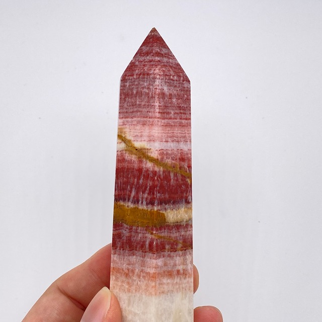 レッドカルサイト　ポークストーン　ポイント　ポインター　六角柱
