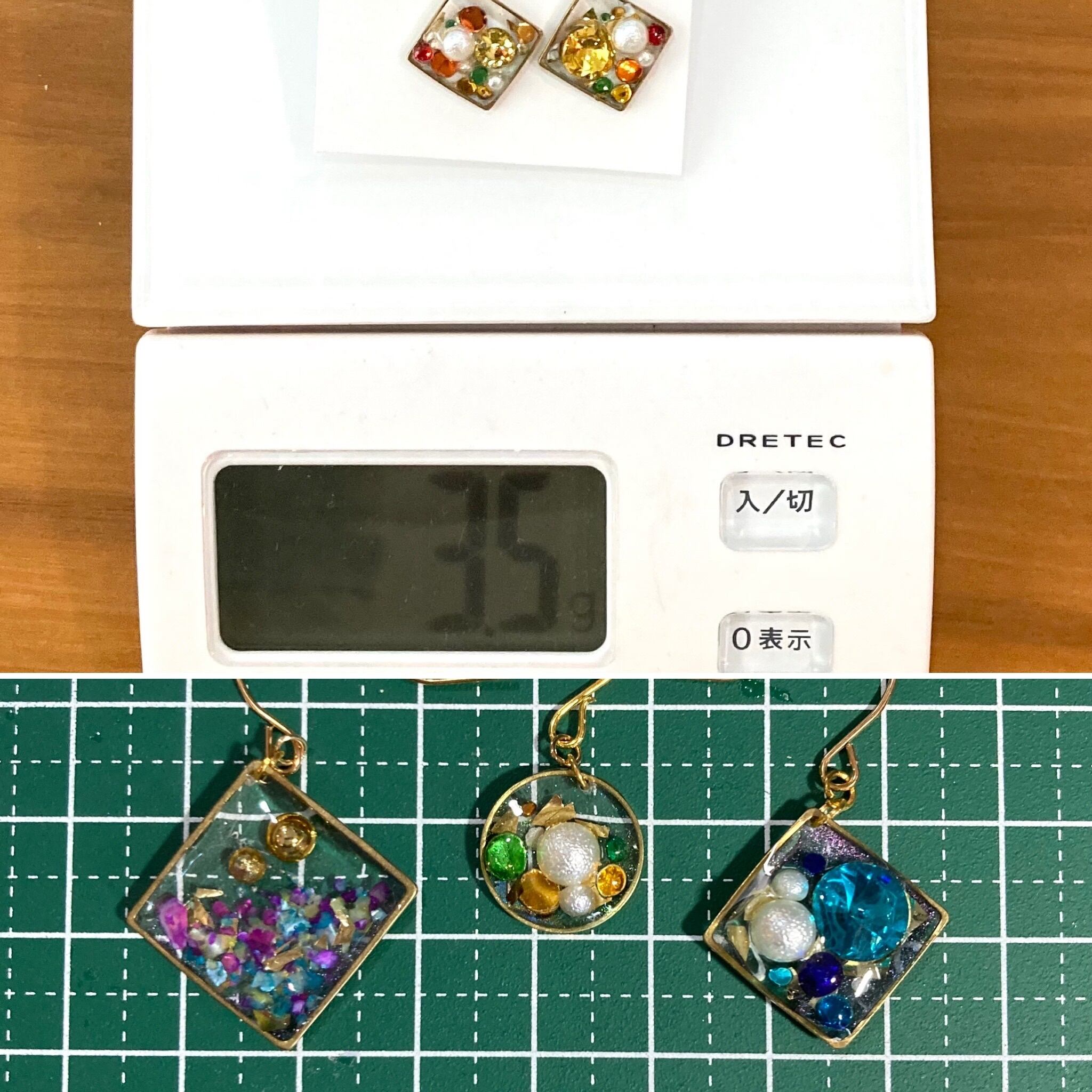 キラキラ詰め合わせピアス 輝くビジューをギュッと詰め込んだレジン