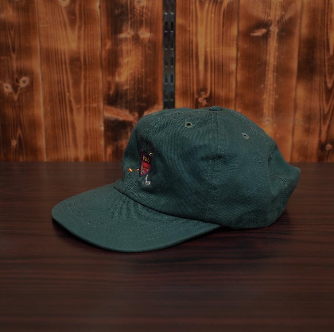 90s USA製 ralphlauren キャップ/緑 ラルフローレン 帽子