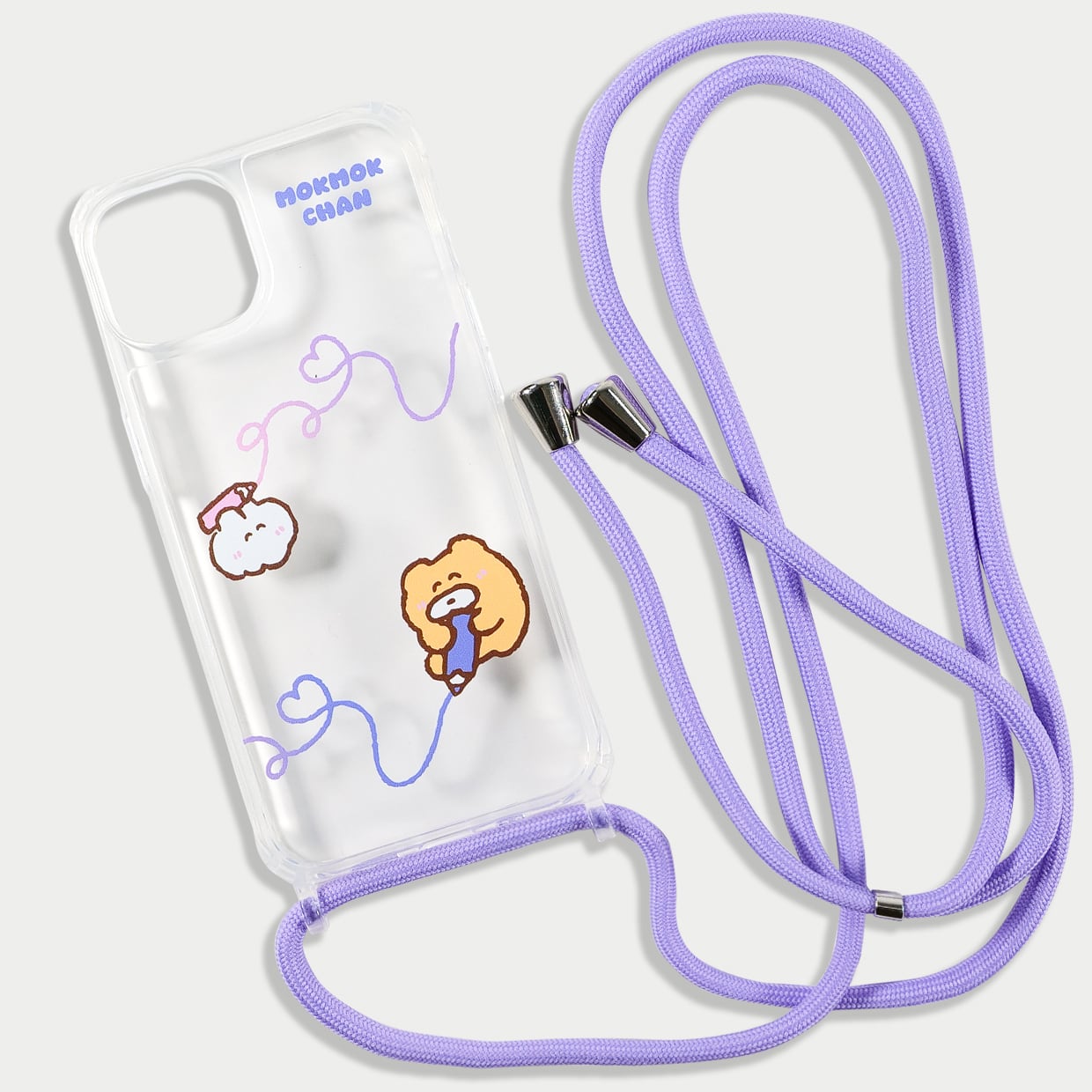 なでウサ＆くまのつながるiPhoneケース(ストラップ2色セット)(MK-481