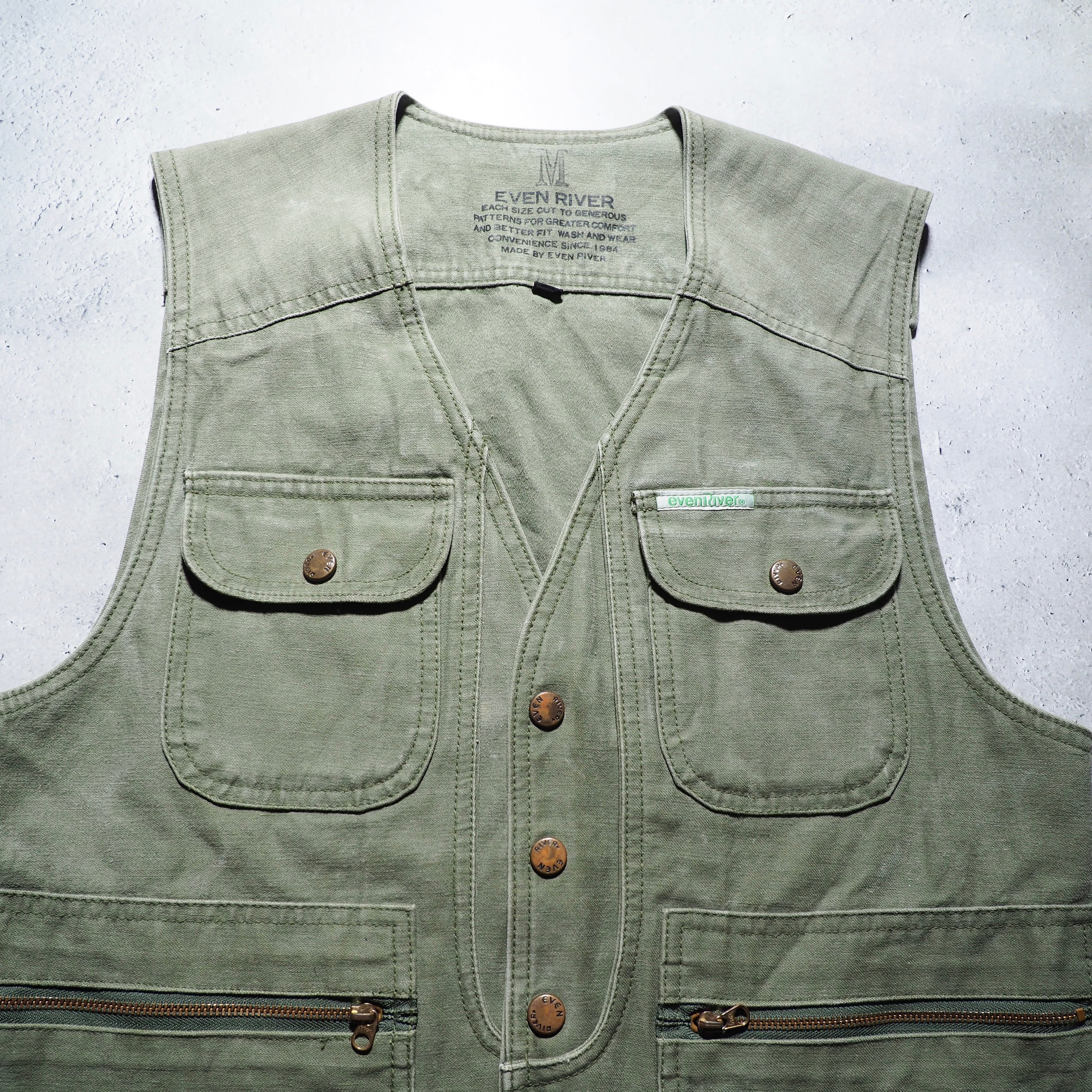 1990s Olive green color multi gimmick vintage vest