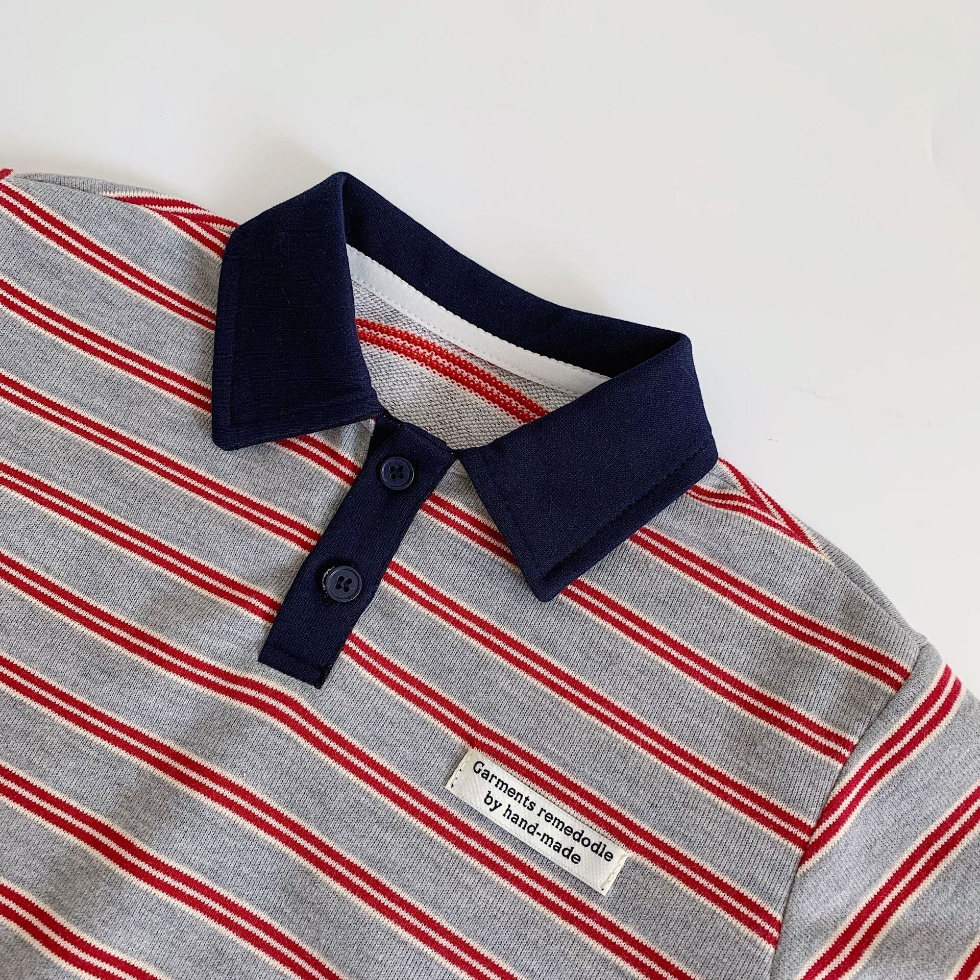 タグ付きボーダーポロシャツ
