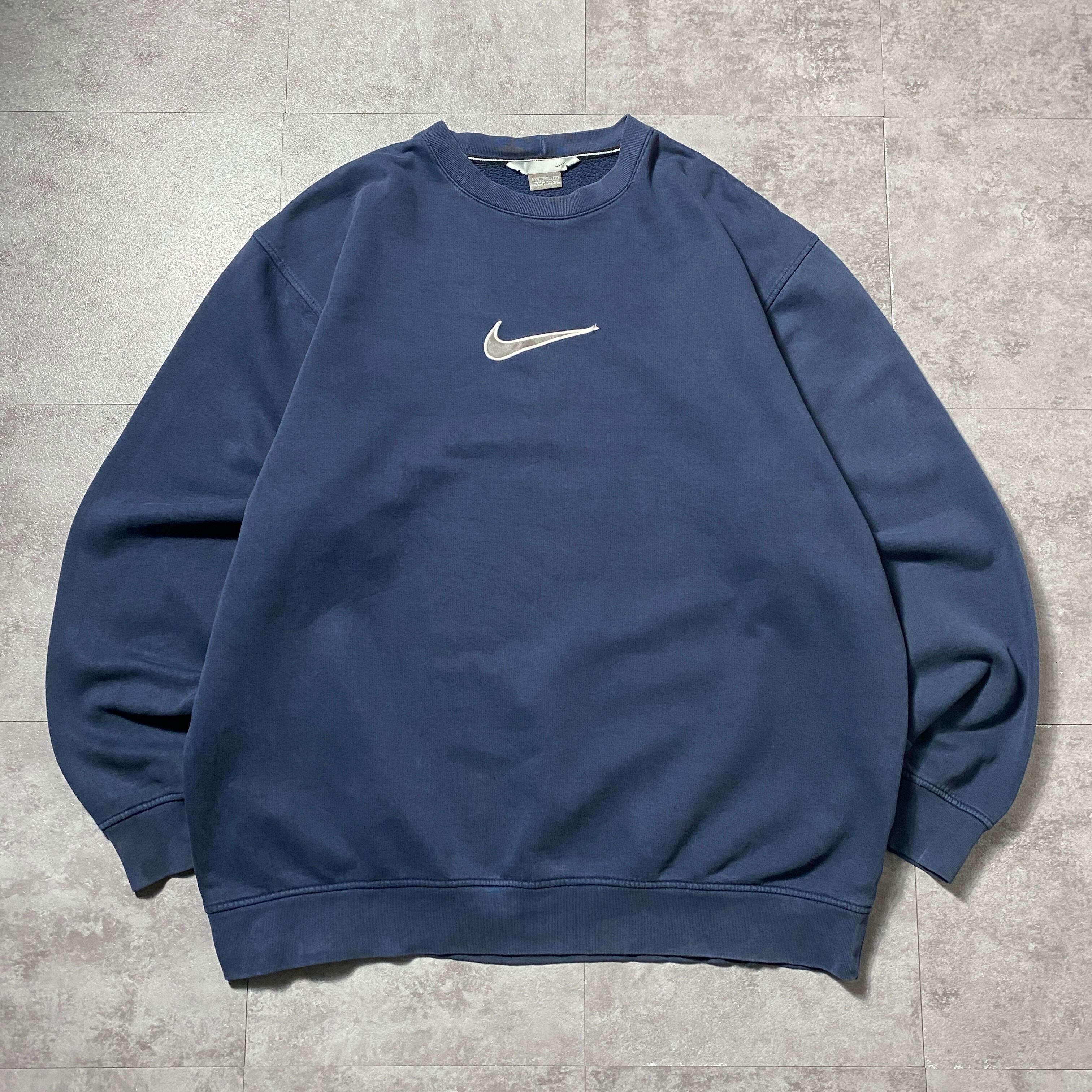 00's NIKE ナイキ スウォッシュ 刺繍ロゴ XXLサイズ ネイビー
