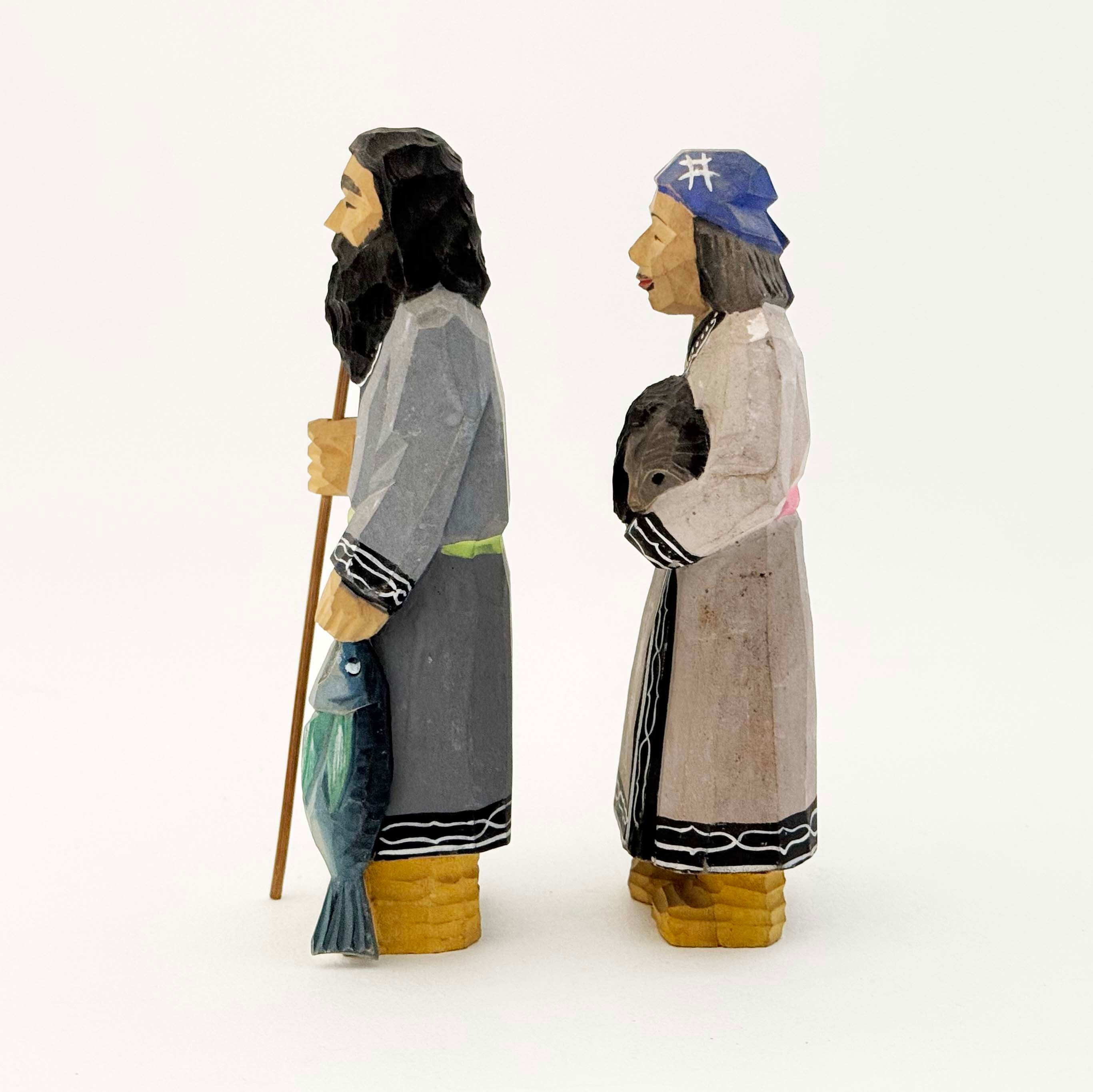 昭和ヴィンテージ アイヌ夫婦木人形セット