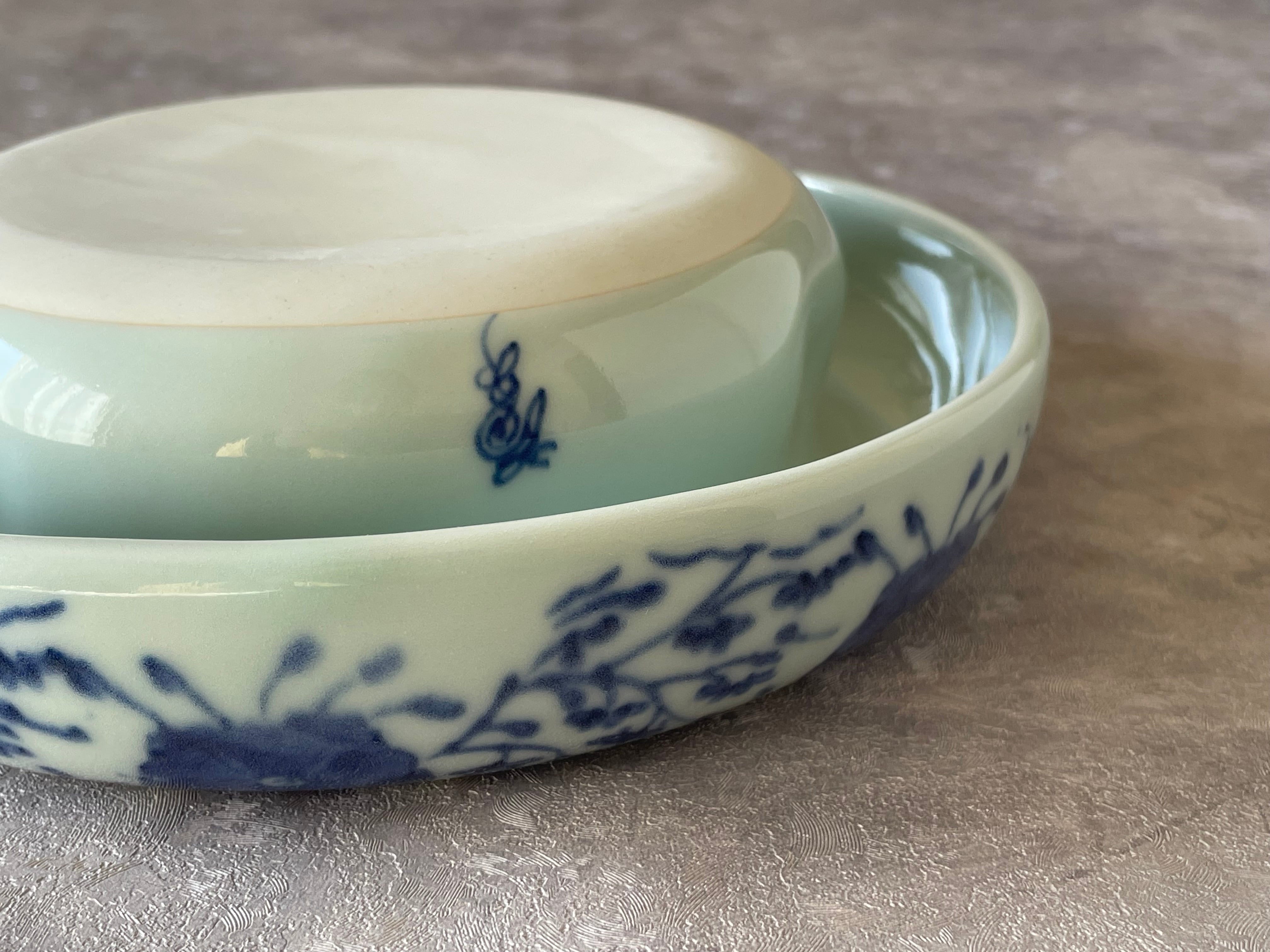 有田焼 福泉窯 染付草花地紋 7寸リブボウル | FUCHIGAMI TOJIKI