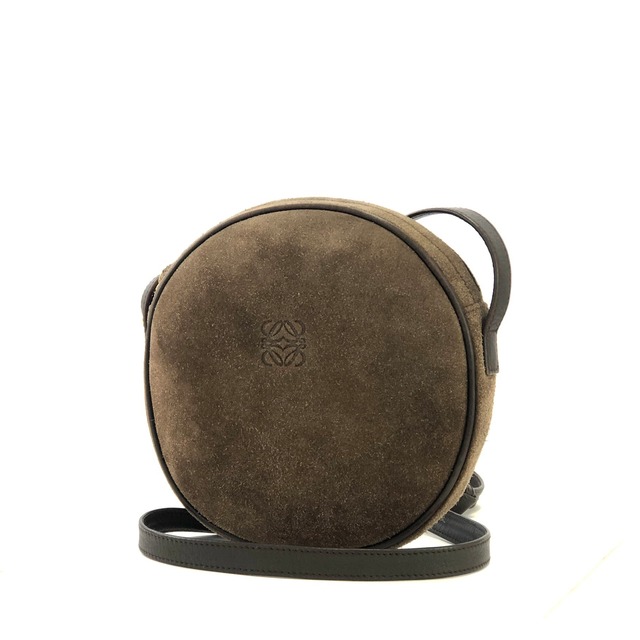 LOEWE ロエベ　アナグラム　コンビレザー　スエード　ラウンド　ミニバッグ　ショルダーバッグ　ブラウン　vintage　ヴィンテージ　オールド　ugssgs