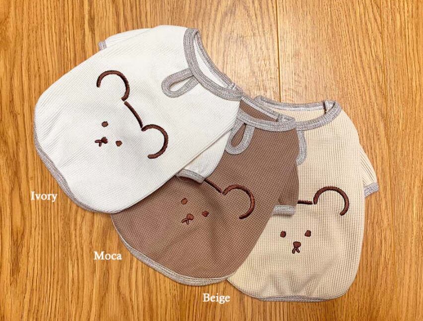 【SALE】rino bear t-shirt XS ~ XL 3color / 犬服 新作 可愛い ワンコ服 犬の服 長袖T シャツ ドッグウェア クマちゃん シンプル ニット お揃い トップス top12