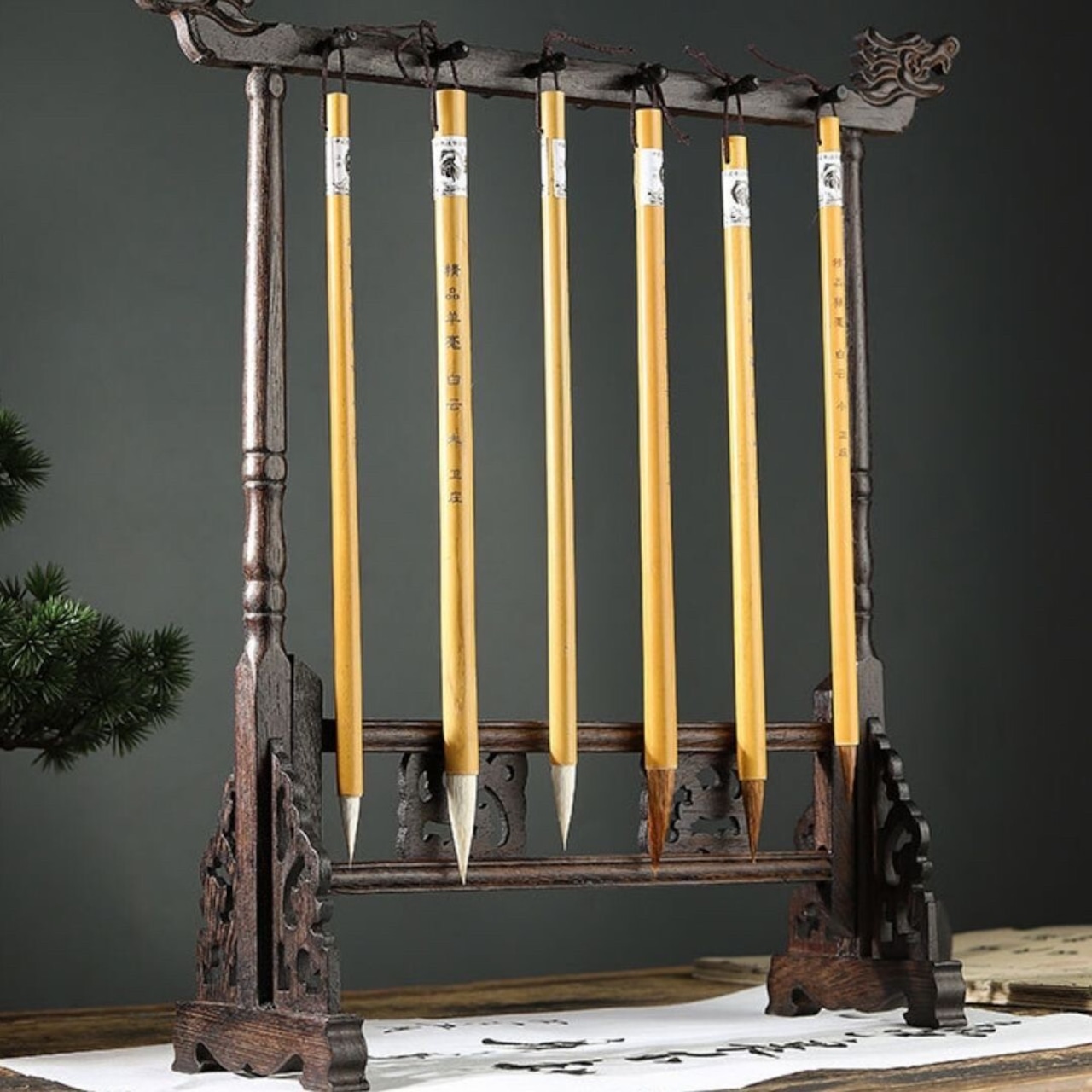 筆吊り下げホルダー 14本分 木製