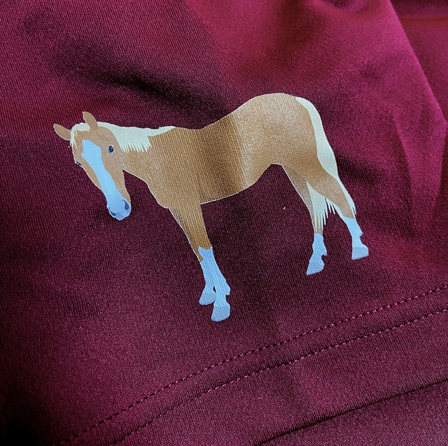 《袖口に馬》半袖ドライポロシャツ／バーガンディ